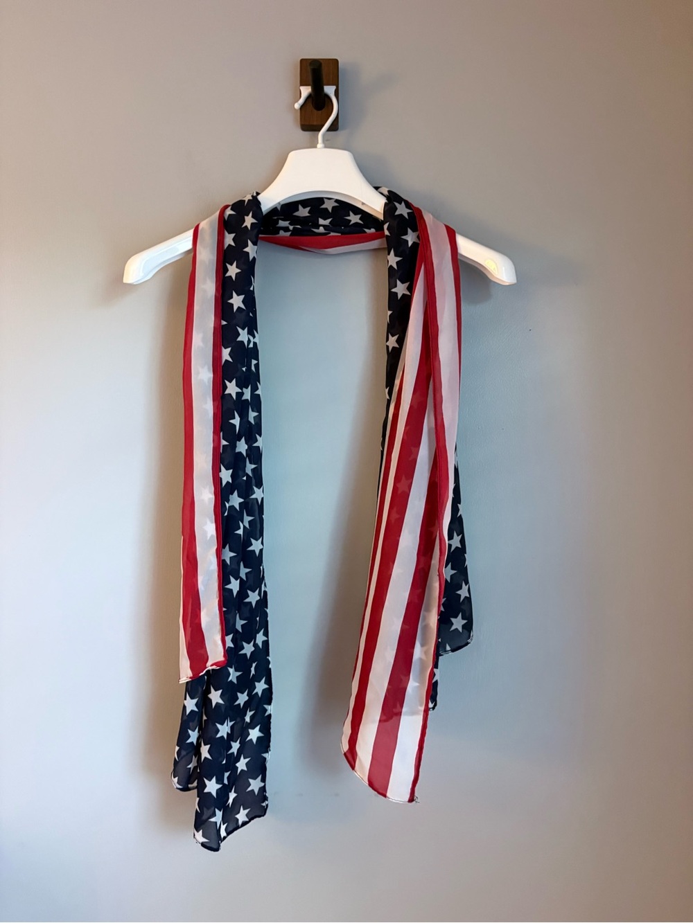 American Flag Sheer Lightweight Scarf Stars and Stripes Patriotic Wrap One Size